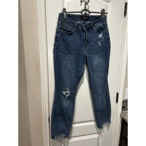 Judy Blue Mid-Rise Destructed Hem Slim Fit Sz 11/30